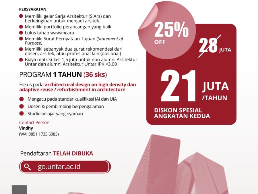 Dibuka Pendaftaran Pendidikan Profesi Arsitek Angkatan Kedua Universitas Tarumanagara